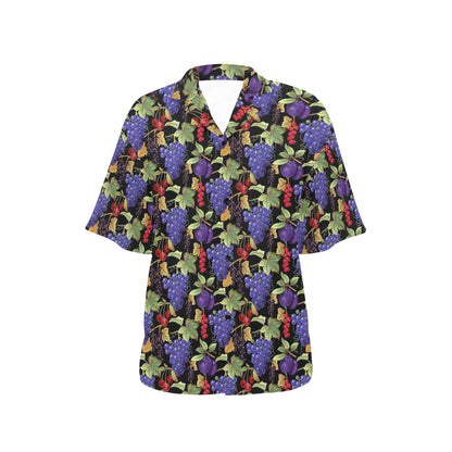 Grape Pattern Print Design GP05 Women's Hawaiian Shirt