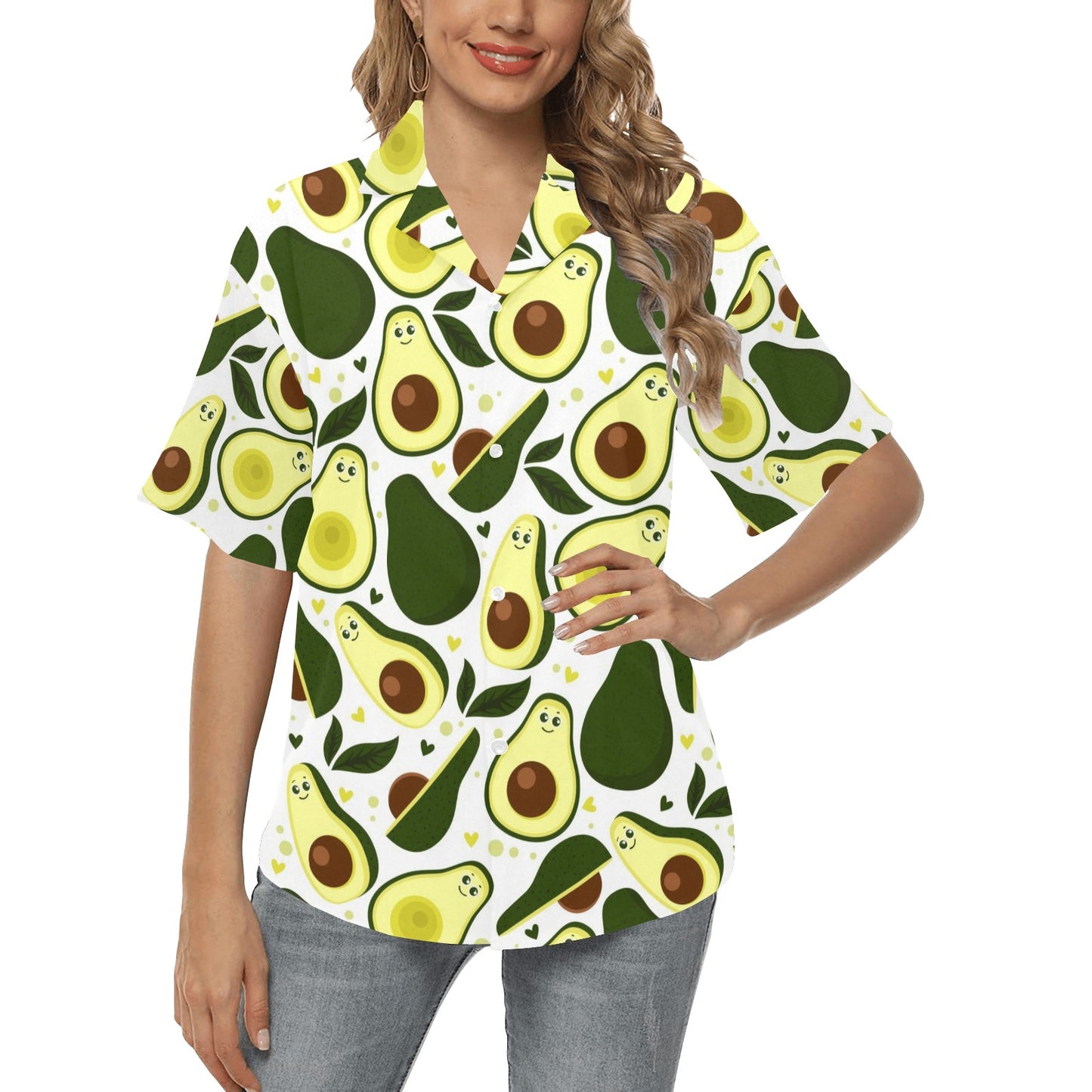 Avocado Pattern Print Design AC06 Women's Hawaiian Shirt