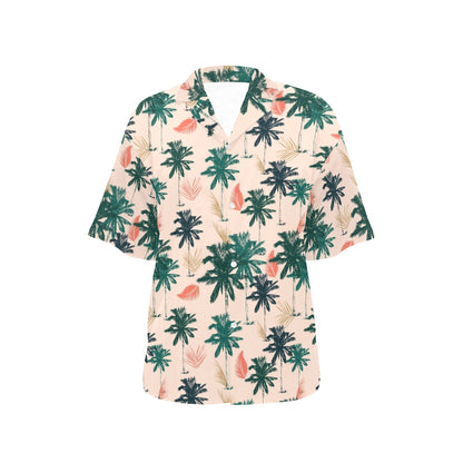 Palm Tree Pattern Print Design PT014 Women's Hawaiian Shirt