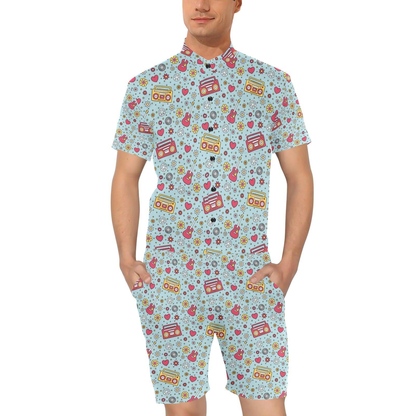 Hippie Print Design LKS307 Men's Romper