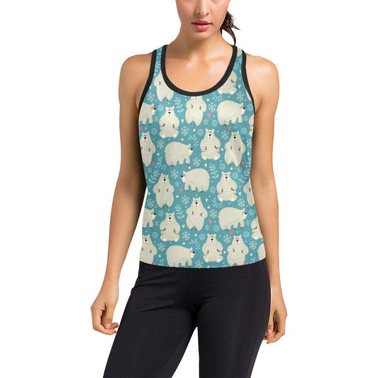 Bear Pattern Print Design BE04 Women's Racerback Tank Top