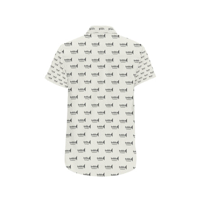 Trumpet Pattern Themed Print Men's Short Sleeve Button Up Shirt
