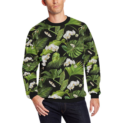 Tropical Flower Pattern Print Design TF026 Men Long Sleeve Sweatshirt