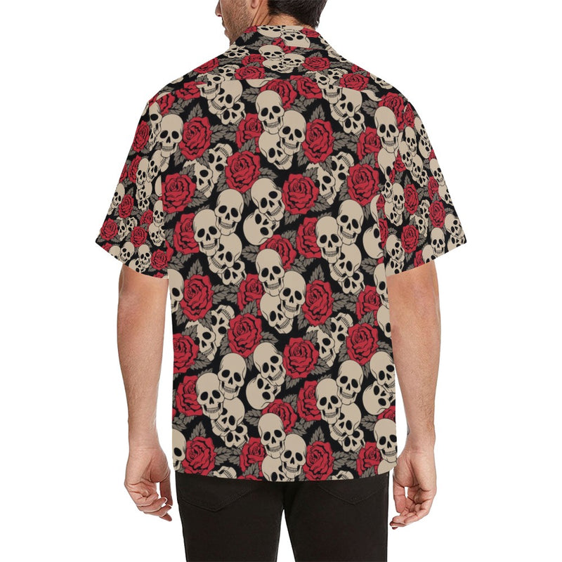 Skull And Roses Print Design LKS301 Men's Hawaiian Shirt