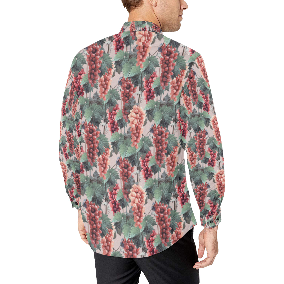 Grape Pattern Print Design GP01 Men's Long Sleeve Shirt