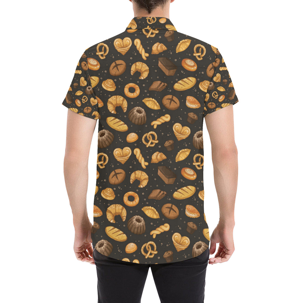 Bread Pattern Print Design 05 Men's Short Sleeve Button Up Shirt
