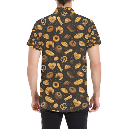 Bread Pattern Print Design 05 Men's Short Sleeve Button Up Shirt