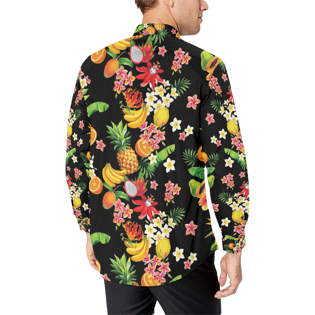 Tropical Fruits Pattern Print Design TF02 Men's Long Sleeve Shirt