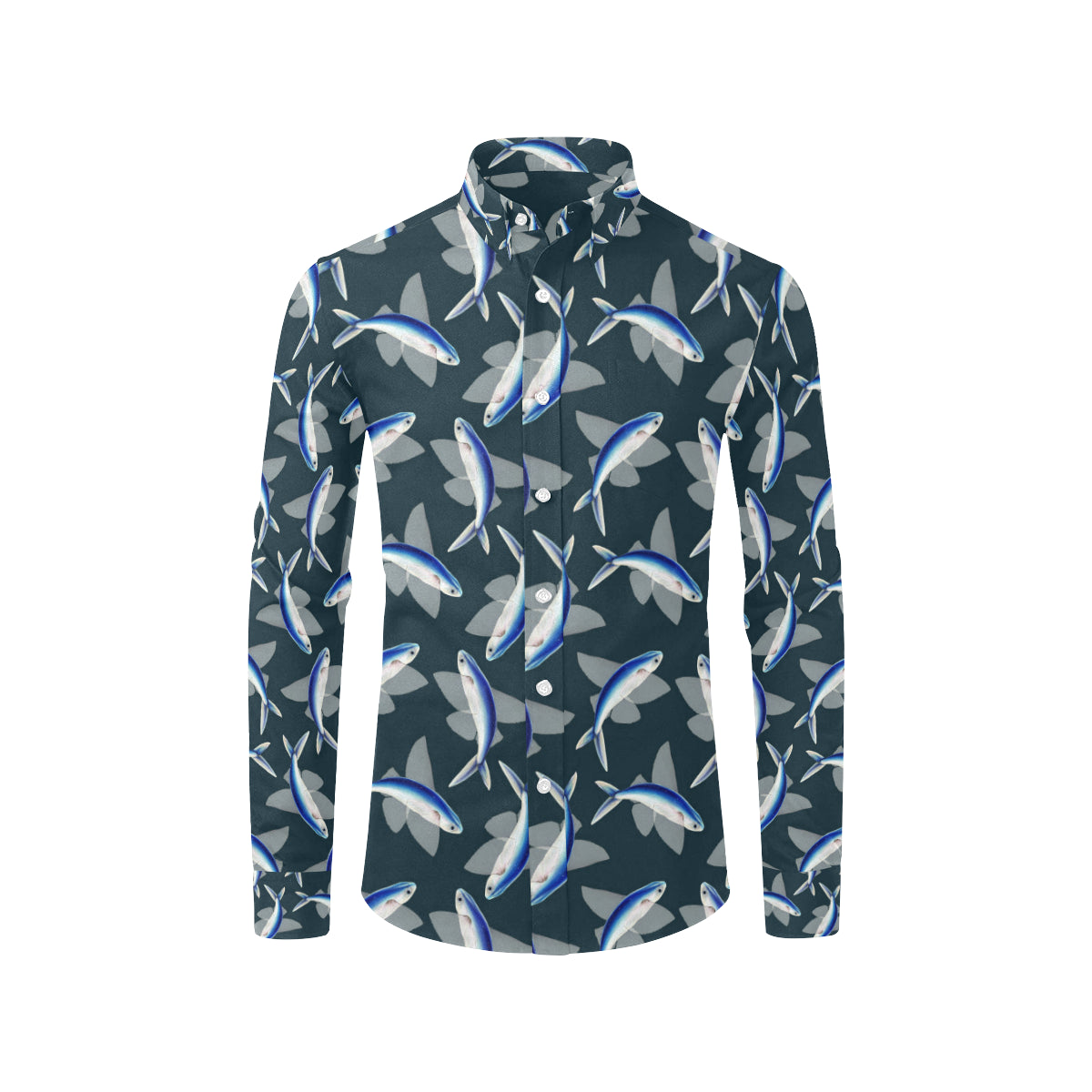 Flying Fish Pattern Print Design 04 Men's Long Sleeve Shirt
