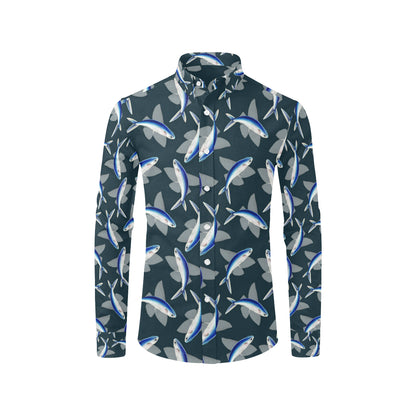 Flying Fish Pattern Print Design 04 Men's Long Sleeve Shirt