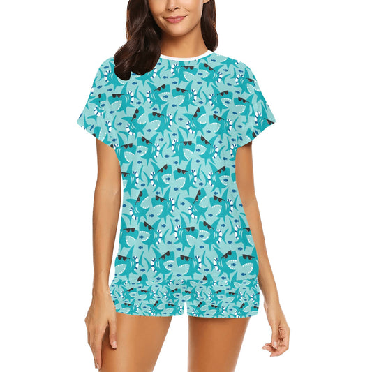 Shark Cute Print Design LKS302 Women's Short Pajama Set