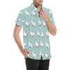 Goose Pattern Print Design 02 Men's Short Sleeve Button Up Shirt