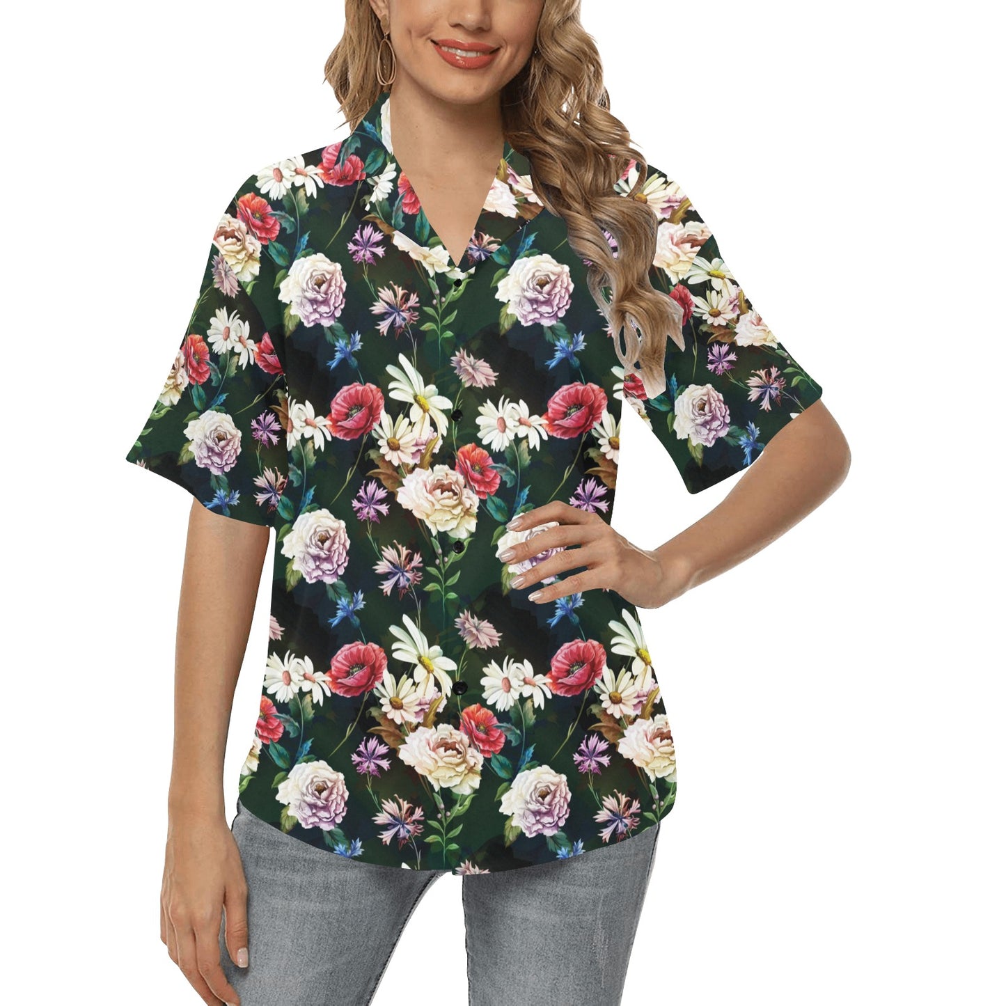 Summer Floral Print Design LKS303 Women's Hawaiian Shirt