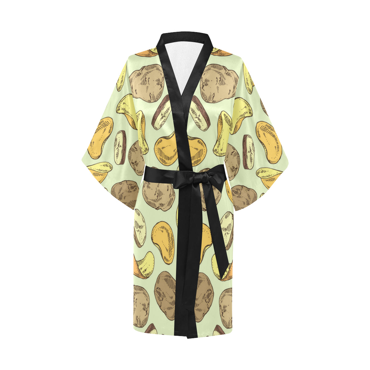 Potato Pattern Print Design A03 Women's Short Kimono