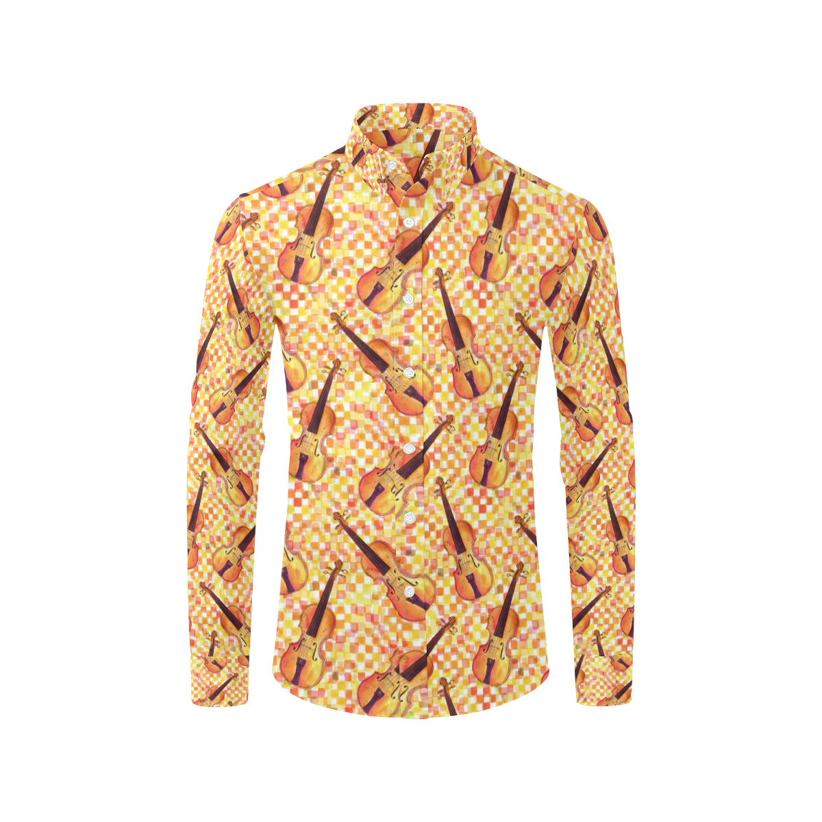Violin Pattern Print Design 03 Men's Long Sleeve Shirt