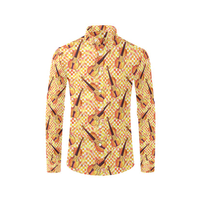 Violin Pattern Print Design 03 Men's Long Sleeve Shirt