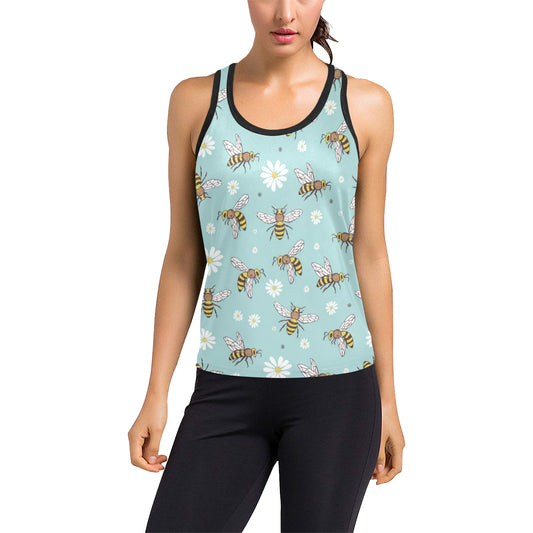 Bee Pattern Print Design BEE010 Women's Racerback Tank Top