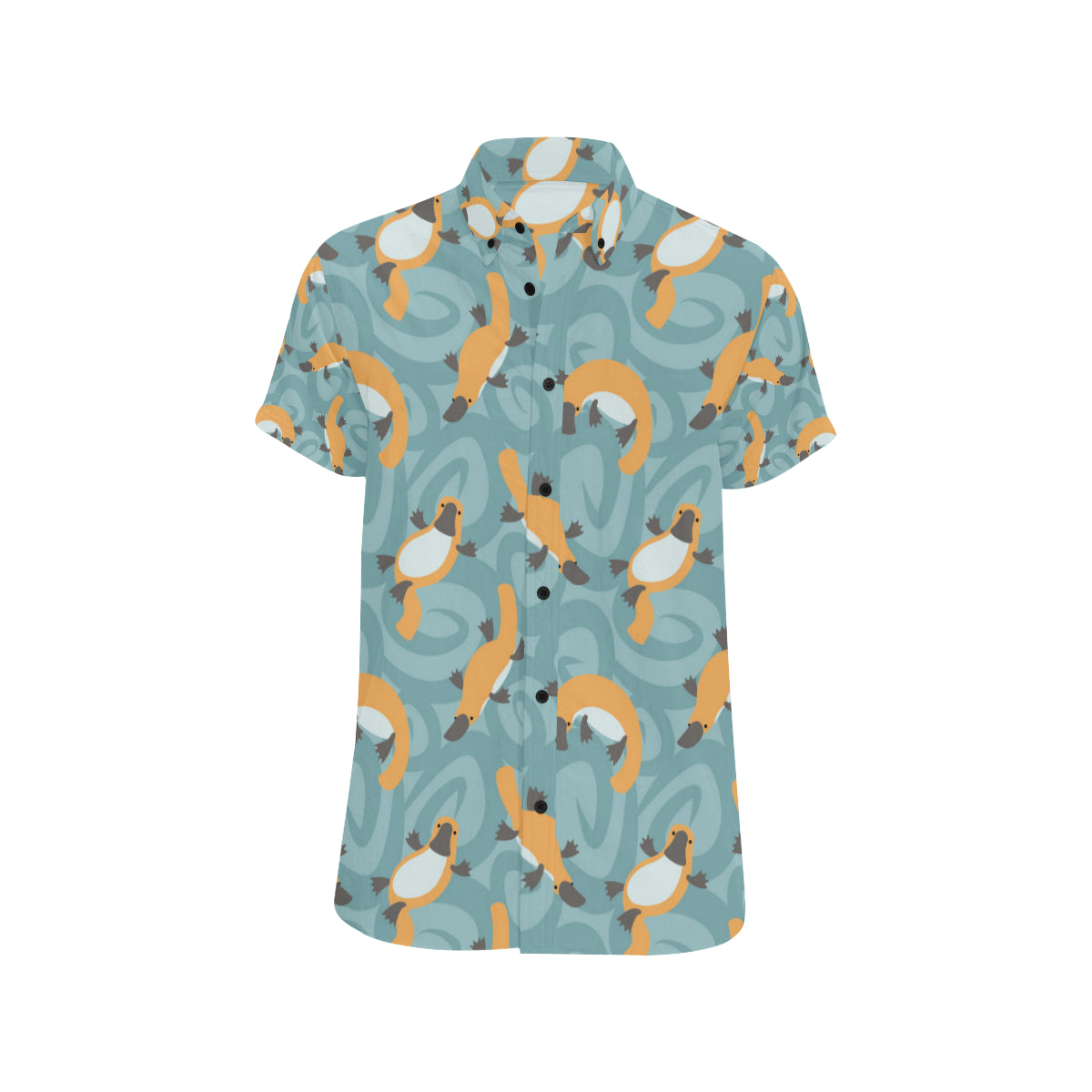 Platypus Pattern Print Design A01 Men's Short Sleeve Button Up Shirt
