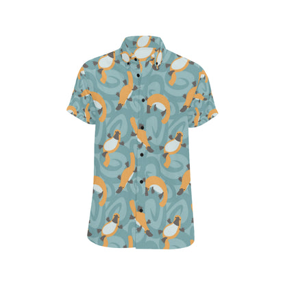 Platypus Pattern Print Design A01 Men's Short Sleeve Button Up Shirt