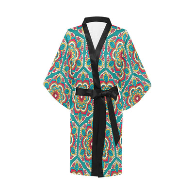 Mandala Pattern Print Design 03 Women's Short Kimono