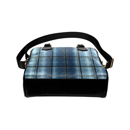 Jean Patchwork Pattern Print Design 02 Shoulder Handbag