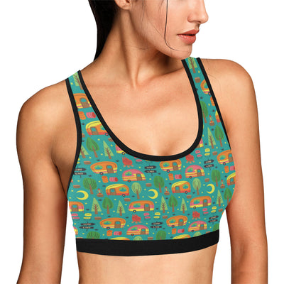 Camping Camper Pattern Print Design 05 Sports Bra