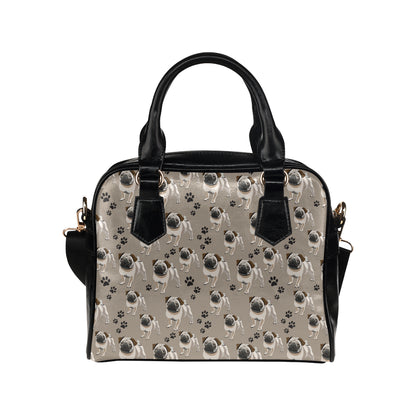 Pug Pattern Print Design A04 Shoulder Handbag