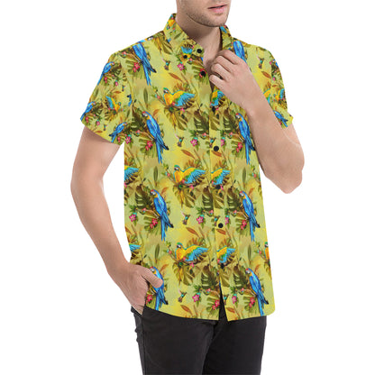 Parrot Pattern Print Design A02 Men's Short Sleeve Button Up Shirt