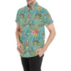 Sea Turtle Pattern Print Design T012 Men's Short Sleeve Button Up Shirt