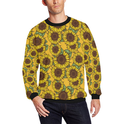 Sunflower Pattern Print Design SF04 Men Long Sleeve Sweatshirt