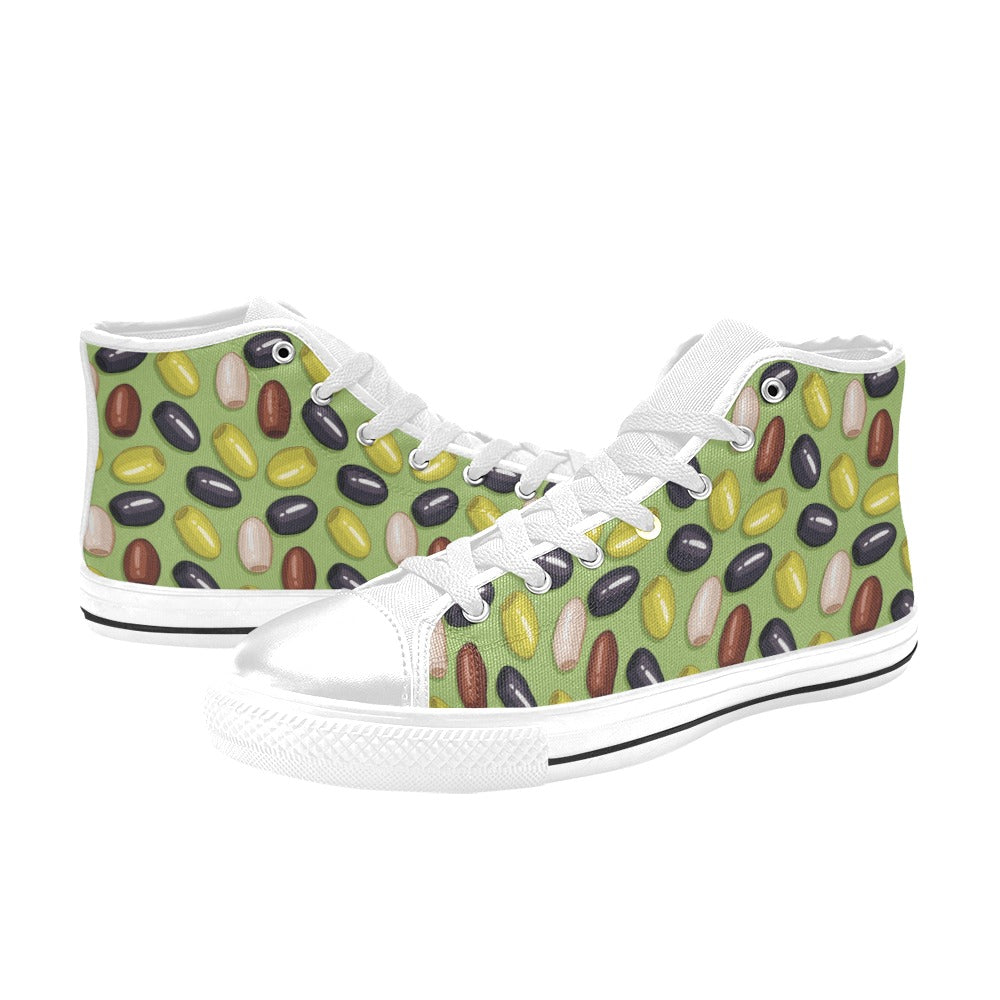 Olive Print Design LKS301 High Top Women's White Shoes