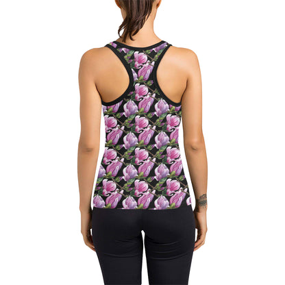 Magnolia Pattern Print Design MAG011 Women's Racerback Tank Top