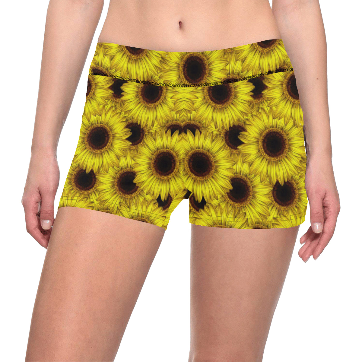 Sunflower Pattern Print Design SF011 Yoga Shorts