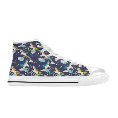 Unicorn Print Design LKS304 High Top Women's White Shoes