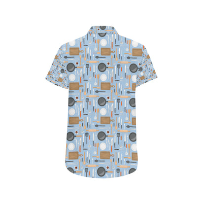 Cooking Kitchen Tools Pattern Print Design 02 Men's Short Sleeve Button Up Shirt