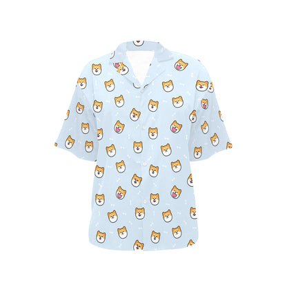 Shiba Inu Print Design LKS3012 Women's Hawaiian Shirt