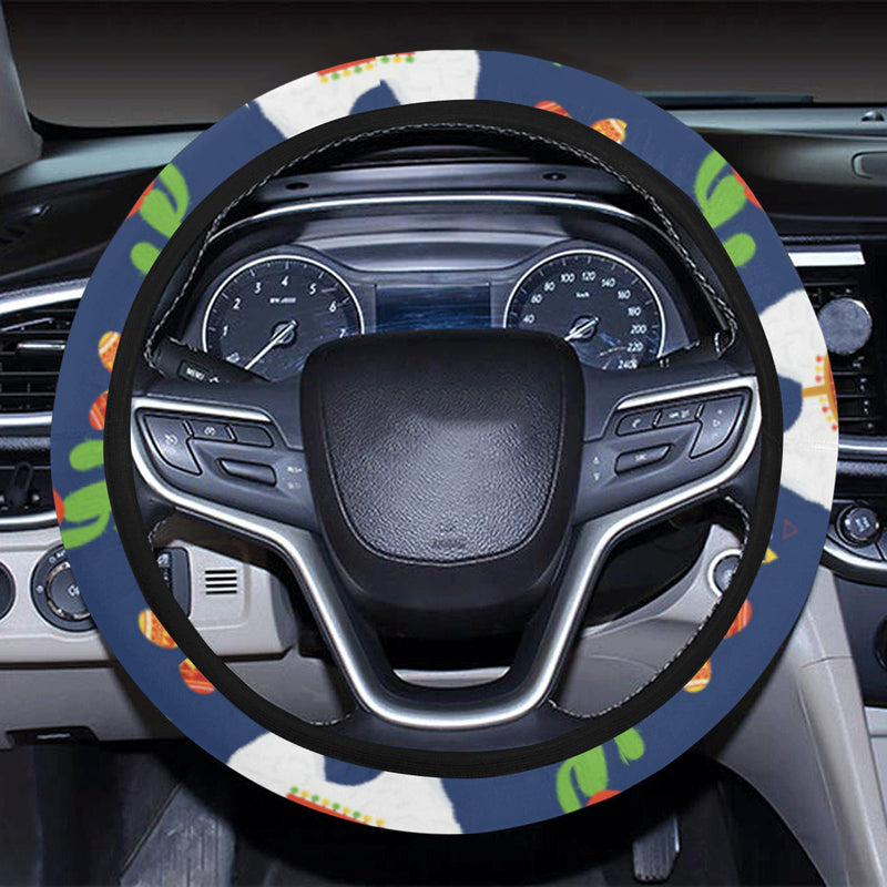 Llama Cactus Pattern Print Design 05 Steering Wheel Cover with Elastic Edge