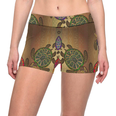 Sea Turtle Tribal Colorful Yoga Shorts