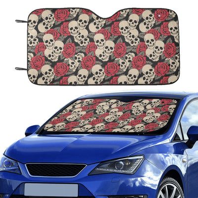 Skull And Roses Print Design LKS301 Car front Windshield Sun Shade