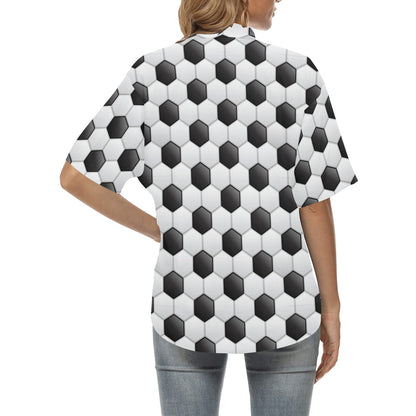 Soccer Ball Texture Print Pattern Women's Hawaiian Shirt