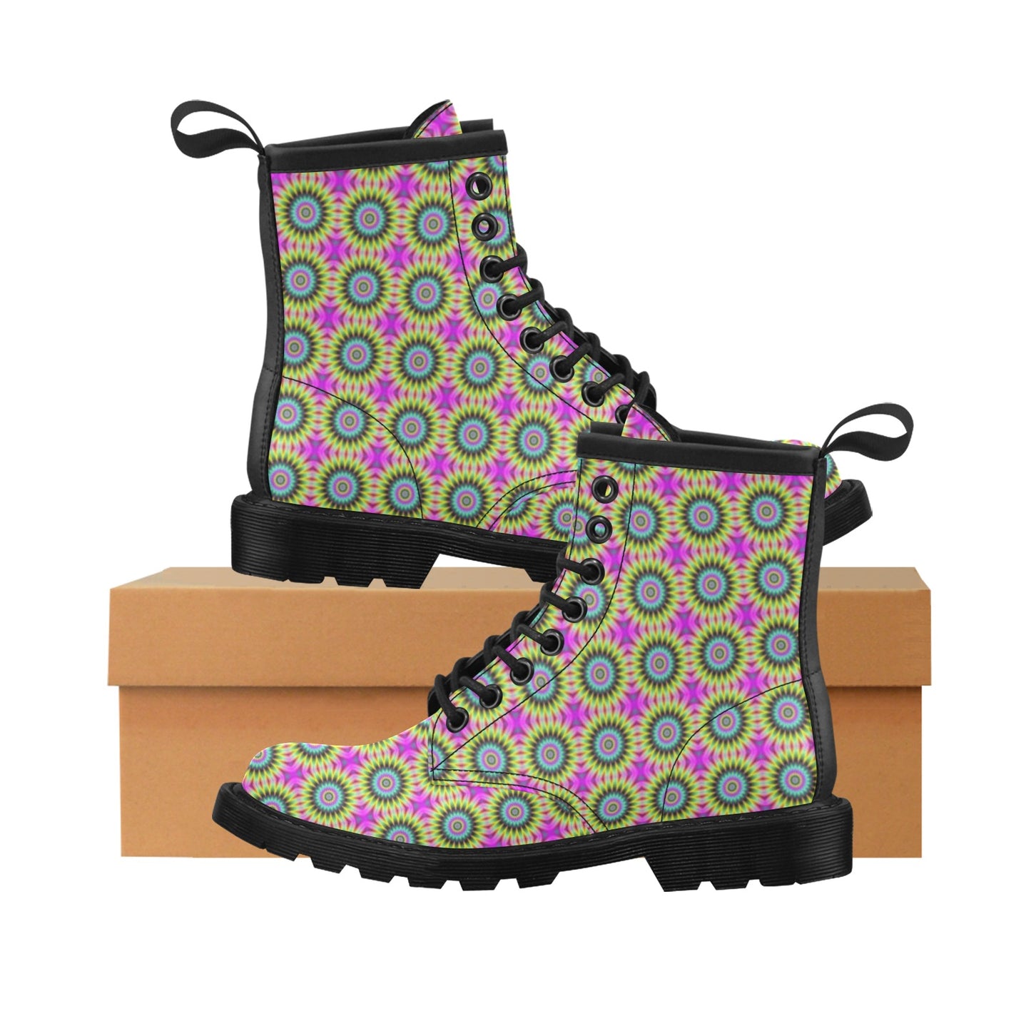 Optical illusion Flower Rainbow Style Women's Boots