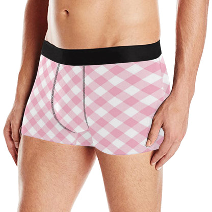 Gingham Pink Pattern Print Design 02 Men's Boxer Briefs