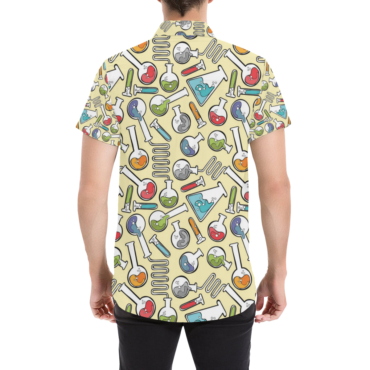 Chemical Pattern Print Design 04 Men's Short Sleeve Button Up Shirt