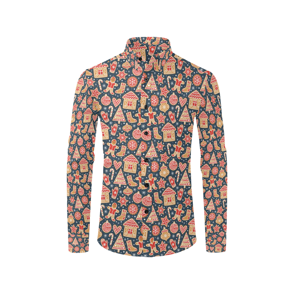 Gingerbread Pattern Print Design 03 Men's Long Sleeve Shirt