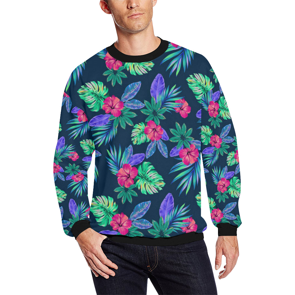 Tropical Flower Pattern Print Design TF09 Men Long Sleeve Sweatshirt