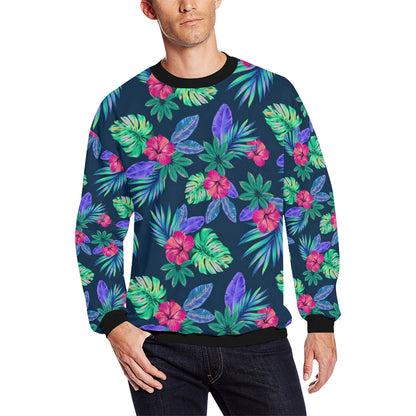 Tropical Flower Pattern Print Design TF09 Men Long Sleeve Sweatshirt