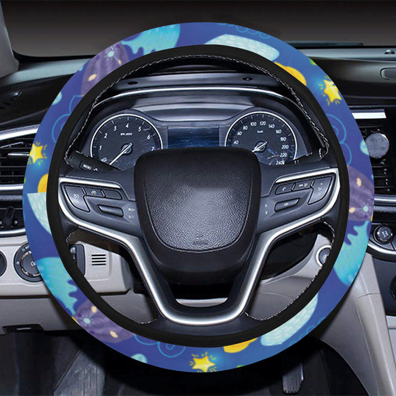 Angel Little Pattern Print Design 02 Steering Wheel Cover with Elastic Edge