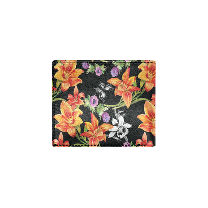 Tropical Flower Pattern Print Design TF02 Men's ID Card Wallet