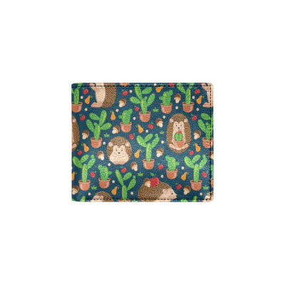 Hedgehog Cactus Pattern Print Design 04 Men's ID Card Wallet