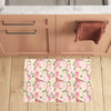 Bird Butterfly Pink Flower Print Pattern Kitchen Mat